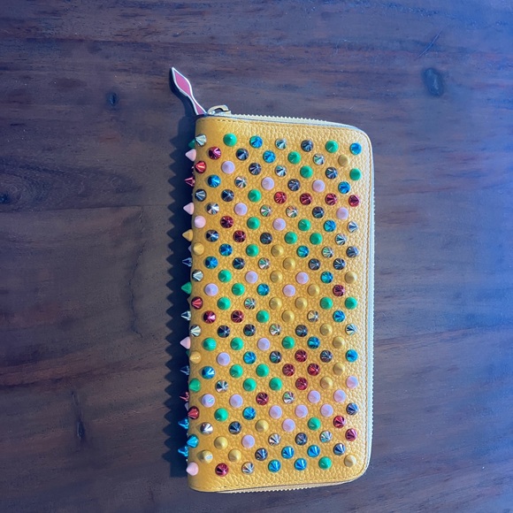 Christian Louboutin Yellow Studded Wallet - Picture 3 of 9